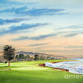 Pebble Beach Golf Course 18Th Hole by Bill Holkham