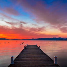 Sunset from the Pier, South Lake Tahoe, California by Edgars Erglis