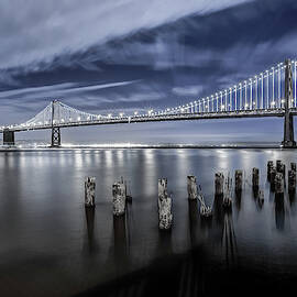 The Bay Bridge Lights San Francisco by Toby Harriman
