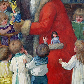 Father Christmas with Children by Karl Roger