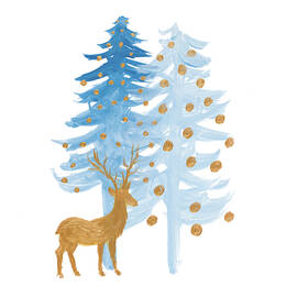 Blue And Gold Christmas Forest by Robin Maria