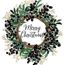Christmas Wreath With Dark Berries by Patricia Pinto