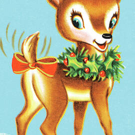 Reindeer with ribbon on tail by CSA Images