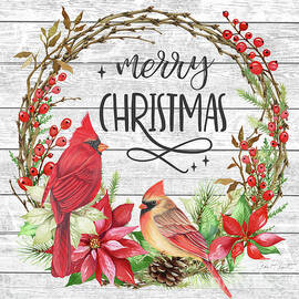 Cardinal Christmas Wreath-Merry Christmas by Jean Plout