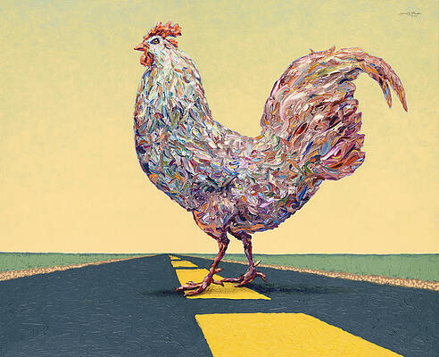 Colorful Rooster on a Road Wall Art