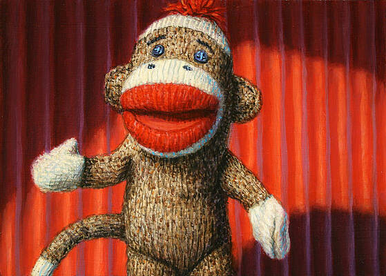 Sock Monkey on Stage Wall Art
