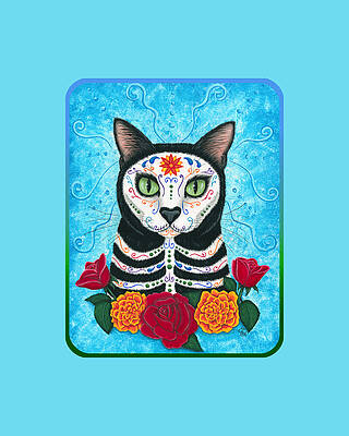 Day of the Dead Cat - Sugar Skull Cat by Carrie Hawks