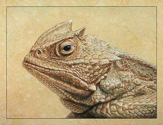 Detailed Horned Lizard Portrait Wall Art