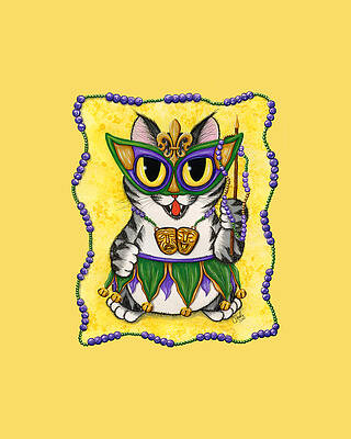 Lil Mardi Gras Cat by Carrie Hawks