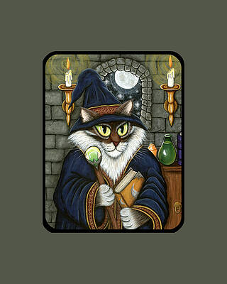 Merlin The Magician Cat - Wizard Cat by Carrie Hawks