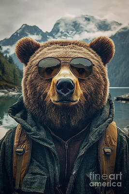 Bear Adventurer in Sunglasses by Lauren Blessinger