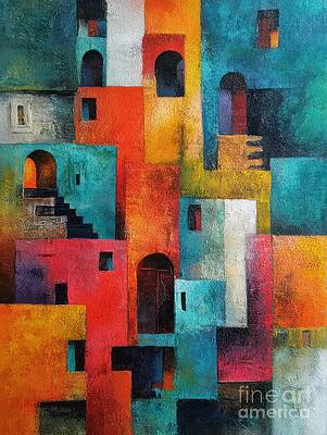 Colorful Abstract Urban Landscape by Lauren Blessinger