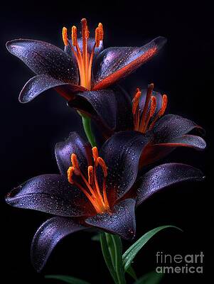 Dew-Kissed Purple Lilies by Lauren Blessinger