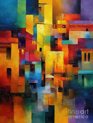 Vibrant Abstract Cityscape by Lauren Blessinger