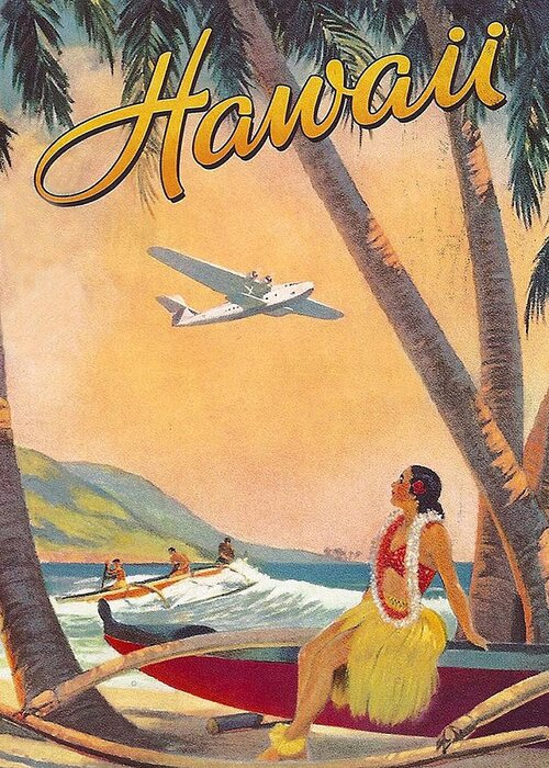 Hawaii, vintage airline poster Greeting Card by Long Shot