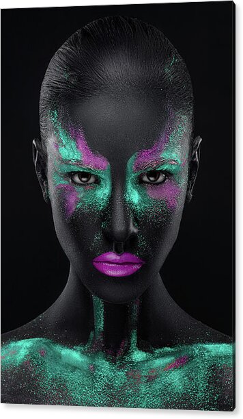 Vibrant Neon Makeup Portrait Acrylic Print