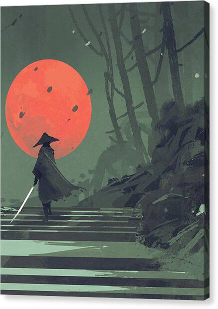 Samurai in a Mystical Forest Canvas Print