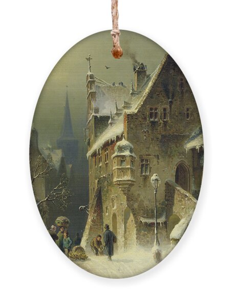 Winter Scene in a German Town Ornament