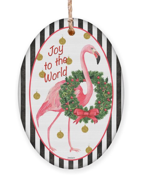 Festive Flamingo Holiday Greeting Ornament