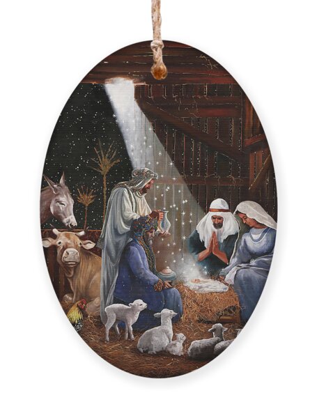 Nativity Scene with Shepherds and Wise Men Ornament