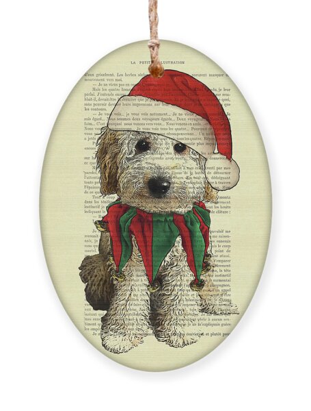Festive Dog in Santa Hat Ornament