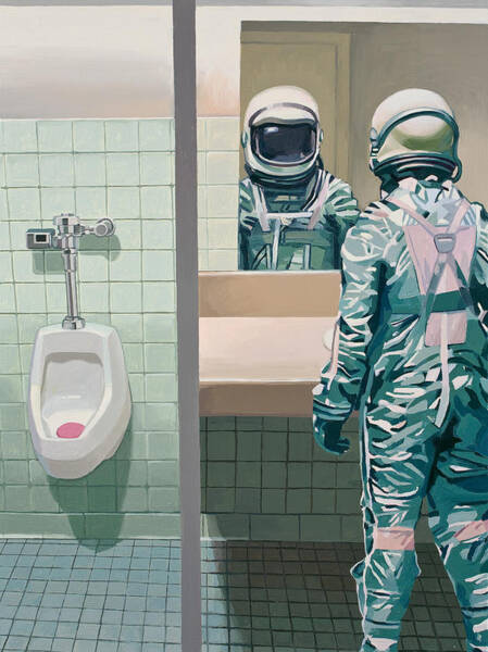 Astronaut in the Restroom Poster