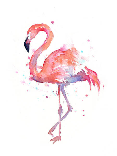 Watercolor Flamingo Portrait Poster