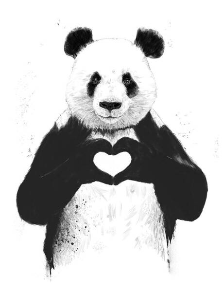 Panda with Heart Gesture Poster