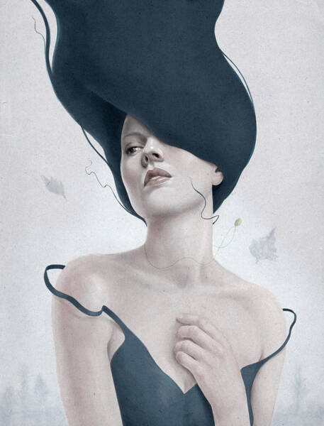 Ethereal Woman with Flowing Hair Poster