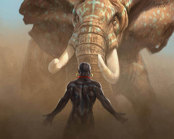 Confrontation with a Giant Elephant Poster