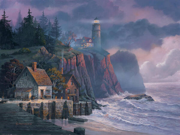 Lighthouse Overlooking Coastal Cliffs Poster