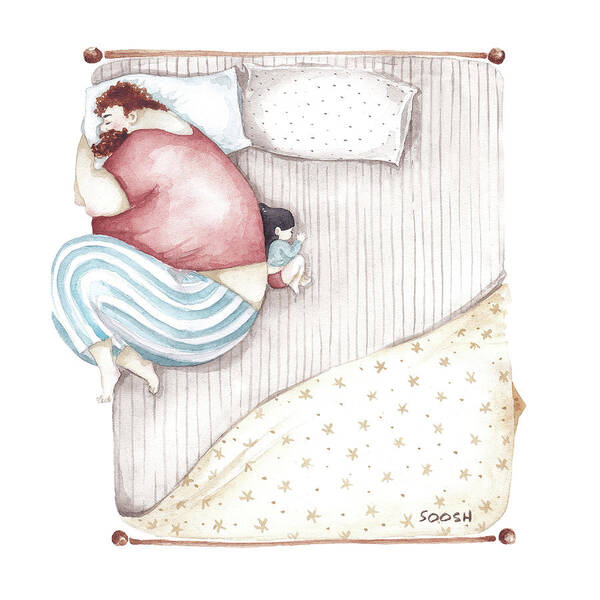 Father and Daughter Sleeping Poster